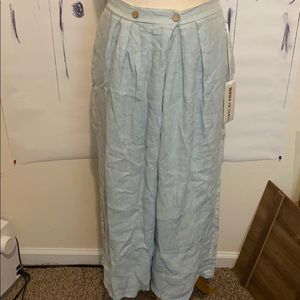 Beautiful Blue Linen Wide leg Pants